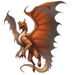 an orange and white dragon is flying in the air with its wings spread wide open