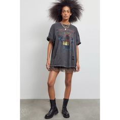 Urban Outfitters Led Zeppelin 1977 Band Tour Distressed T-Shirt Dress Msrp $75 A Distressed T-Shirt Dress With Led Zeppelin's 1977 Tour Graphic At The Front. Oversized Fit, So You Can Wear It As A Tee Or A Tee Dress. Content + Care * 100% Cotton * Vintage Wash * Intentional Distressing Throughout * Size S/M * New Without Tags Measurements * Chest: 51" Length: 28" Slip Skirt Oversized Shirt, Band Tshirt Dress Outfit, T Pain Concert Outfit, Oversized Tshirt With Skirt, T Shirt Dress Outfit Summer, Vegas Day Outfit Summer, Band Tshirt Dress, Oversized Band Tee Outfits, Tshirt Layering