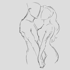 a drawing of two people standing next to each other with their arms around each other