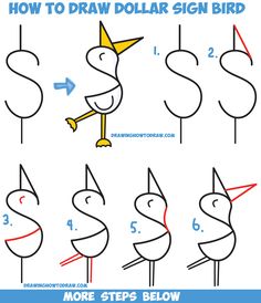 how to draw a dollar sign bird step by step drawing instructions for kids and adults