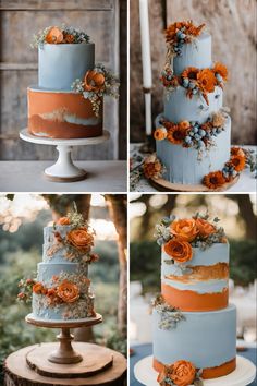 Dusty blue and burnt orange wedding cake ideas    #weddingcakes #weddingcakedecorations #weddingcakeideas #weddingcakeinspiration #blueandorangewedding #blueandorangeweddingcake #blueandorangeweddingcakeinspiration #blueandorangeweddingcakeideas #dustybluewedding #dustyblueweddingtheme #dustyblueweddingcake #burntorangewedding #burntorangeweddingcake #dustyblueburntorangewedding #dustyblueburntorangeweddingcake Orange Wedding Cake Ideas, Dusty Blue And Burnt Orange, Orange Wedding Color Scheme, Blue And Orange Wedding, Burnt Orange Wedding