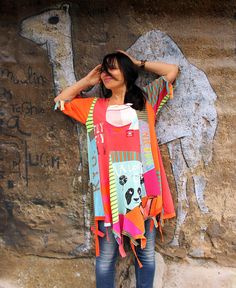 Recycled Dress, Boho Hippie Dress, Romantic Shabby Chic, Boho Sweater, Pop Art Print, Denim Patchwork, Patchwork Dress, Boho Stil, Dress Top