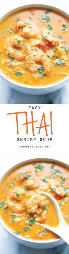 thai shrimp soup with carrots and cilantro