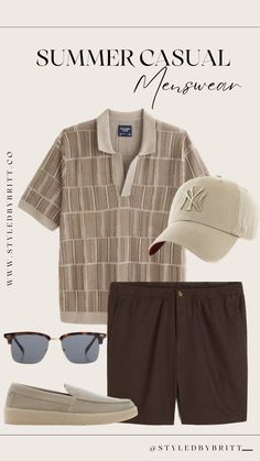 Male Beach Outfit, Tomboy Capsule Wardrobe, Mens Beach Outfits, Summer Menswear, Mens Smart Casual Outfits, European Outfit, Color Combinations For Clothes