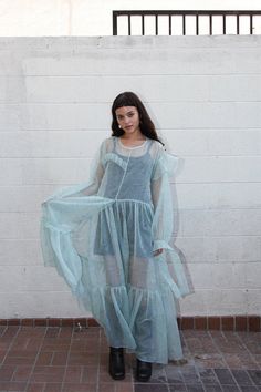 Nine Twenty-Seven Dress in Warped Moss – KkCo French Seam, Sheer Dress, Invisible Zipper, Running Women, The Twenties, Clothing Brand, Ruffles, Long Dress, Fitness Models