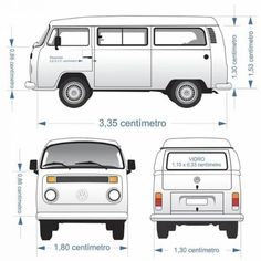 an image of a white van with measurements