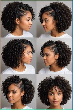 Cute Curly Afro Hairstyles, Curly Hair Short Styles Black, Natural Mixed Curly Hairstyles, Black Hair Styles For Short Hair, Curly Natural Hairstyles For Black Women Wedding, Styling Short Curly Hair Black Women, Hair Styles For Coily Hair, Curly Haircuts Black Women, How To Make Natural Hair Curly