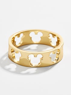 Mickey Mouse Outline 18K Gold Plated Sterling Silver Ring - Gold Mouse Outline, Disney Princess Earrings, Mickey Mouse Outline, Disney Bands, Disney Gold, Disney Earrings, Disney Bracelet, Minnie Mouse Earrings, Princess Earrings