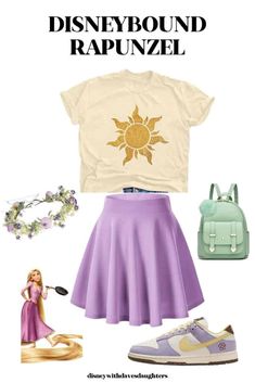 Rapunzel Disneybound, Princess Disneybound, Rapunzel Outfit, Disney Bound Outfits Casual, Disneybound Outfits, Magical Clothes, Hoco Ideas, Disney Outfits Women, Princess Inspired Outfits