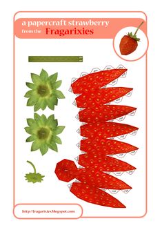 the paper strawberry is cut out and ready to be used in crafts or scrapping