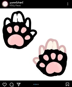 two black and pink paw prints on a white background