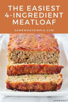 meatloaf on a white plate with text overlay