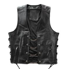 100% Genuine Men's Real Leather Bikers Vest With Chains | Bikers Leather Vest Punk Vest, Leather Biker Vest, Rock Style Clothing, Black Leather Vest, Outfits Edgy, Motorcycle Vest, Biker Vest, Black Pants Men, Womens Fashion Edgy