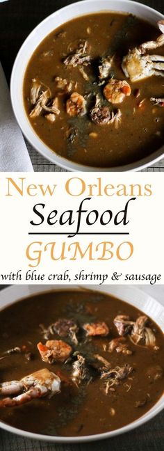 seafood gumbo soup with blue crab, shrimp and sausage