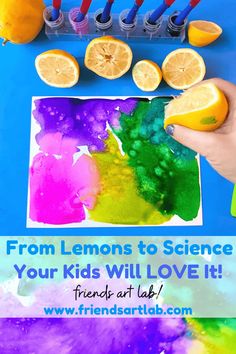 someone is painting with lemons and other things to make it look like they are in the