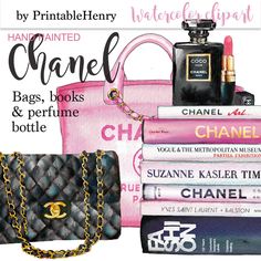 Books, Bags & Perfume - PrintableHenry Chanel Printable, Coco Chanel Perfume, Book Perfume, Chanel Perfume Bottle, Chanel Book, Chanel Poster, Chanel Wall Art, Chanel Lipstick, Megan Hess