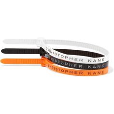 Brand New With Tags Christopher Kane Cable Tie Bracelets. Rare Limited Edition From The Spring 2016 Collection. Includes 3 Bracelets That Are Adjustable So You Can Easily Take Them On And Off. The Colors Are Black, Orange, And White. Super Chic And The Best Part Is That They’re Easy To Clean, Won’t Tarnish And You Don’t Have To Be Careful With Them Since They’re Not Fragile. Plastic Bracelets, Tie Bracelets, Clothing Packaging, Plastic Bangles, Perfume Design, Cable Tie, Christopher Kane, Plastic Jewelry, Clothing Tags