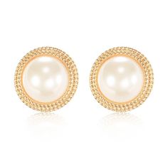 PRICES MAY VARY. Size and Weight: 0.76x0.76"(19x19mm); 0.36oz (10g) /pair. Pearl: 0.5"(13mm). Refer to the SIZE picture below. Materials: Simulated Shell pearls, white-with-cream-overtone, giving a warm and soft appearance; 18K gold plated brass, 925 sterling silver posts. Nickel-free, lead-free. Our women's classy pearl stud earrings are crafted with fine materials, ensuring a brilliant, long-lasting high luster. Design: Our pearl gold earrings feature shiny pearls and a lustrous metal halo, cr Large Pearl Earrings Studs, Hoco Jewelry Pearl, Gold Jewelry For Hoco, Gold Formal Earrings, Gold Pearl Earrings Studs, Big Gold Earrings, Hoco Jewelry, Big Pearl Earrings, Pearl Earrings Studs