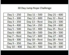 the 30 day jump rope challenge is shown in black and white, with numbers on it