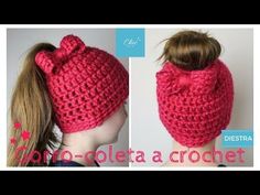 two pictures of a woman's head wearing a pink crochet hat