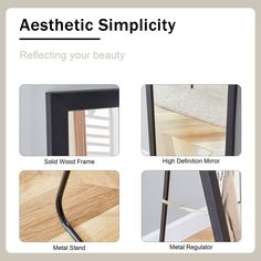 an ad for aesthetic simpl city featuring different types of wood trimmings and finishes