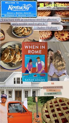 a collage of photos including pies, books and other things to see on the internet