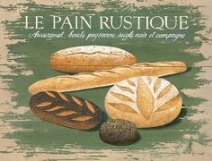 the cover of le pain rustique shows breads and loaves on a green background