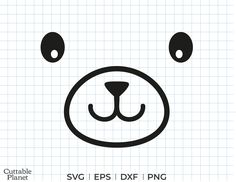 a bear's face is shown on a sheet of graph paper with the words svg epss dxf png