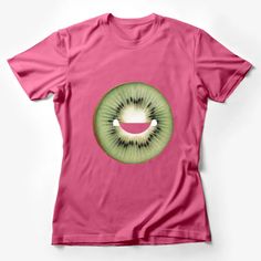 Smiling Kiwi Fruit Design T-Shirt, Happy Face Kiwi Graphic Tee, Unique Fruit Lover Gift Idea Female T-Shirt Custom graphic T-Shirt.Customize your color Retro Bar Design, Cotton Candy Flavoring, Nature Inspired Fashion, Unique Fruit, Tee Tree, Kiwi Fruit, Fruit Design, Cool Graphic Tees, Retro Logo