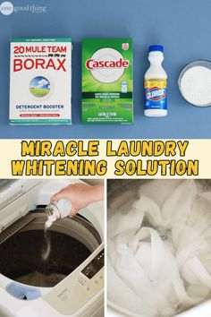 a collage of pictures showing how to clean a washing machine with vinegar and baking soda