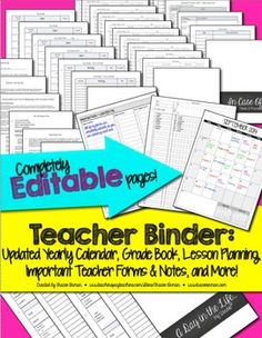 the teacher binder is full of notes and worksheets to help students learn how to