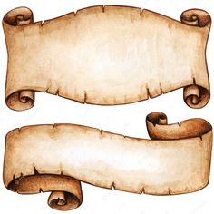 two old scroll banners with curled edges