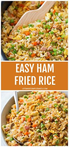 an easy ham fried rice recipe with peas and carrots