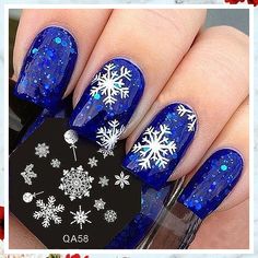 Christmas Nail Designs - We'll save you hours of searching. Just click to visit and get what you need TODAY! Christmas Snowflakes Nails, Nail Art Noel, Blue Glitter Nails, Snowflake Nail Art, Holiday Nail Designs, Cute Christmas Nails, Christmas Gel Nails, Christmas Nail Art Designs, Snowflake Nails