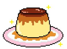 an image of a plate with some kind of food on it, pixelated in