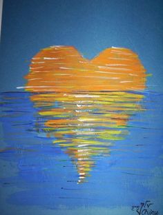 a painting of a heart in the water