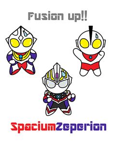 an image of three cartoon characters with caption that says,'fusion up '