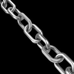 a silver chain on a black background with clipping path to the top right side