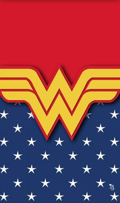 the wonder woman logo is on top of an american flag with stars in the background