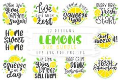 lemons svg bundle with hand lettering