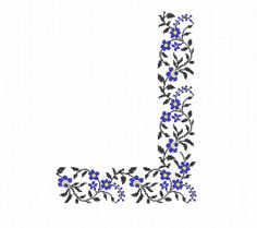 the letter l is made up of blue flowers