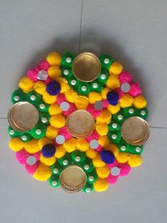 a colorful decorative item on the floor