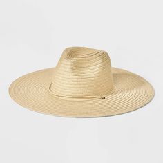 Elevate your summer style with this Straw Wide-Brim Fedora Hat from Universal Thread™. Made from midweight fabric, this fedora hat features a wide brim that helps keep direct sun off your face. Best of all, it's designed with an adjustable chin strap for a customizable fit. Featuring a straw construction, it adds a touch of classic style to a variety of ensembles. Universal Thread™: Found exclusively at Target. Lightweight Flat Brim Fedora For Beach Season, Solid Fedora Straw Hat With Uv Protection, Solid Color Fedora Straw Hat With Uv Protection, Solid Color Sun Hat With Flat Brim For Summer, Casual Flat Brim Sun Hat For Day Out, Uv Protection Fedora Straw Hat, Vacation Fedora With Short Brim And Lightweight, Lightweight Short Brim Fedora For Vacation, Fedora Sun Hat For Vacation