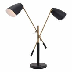 LOOMLAN-Lamps-Dimmable Made of Steel Finished In Matte Black Brass Table Lamp-Zuo Modern-56078 Modern Bedside Table Lamps, Modern Bedside Table, Shed Light, Office Lighting, Adjustable Table, Brass Table, Brass Table Lamps, Black Table Lamps, Bedside Table Lamps