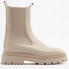 Never Worn All Cream Platform Boots Zara Beige Spring Boots, Zara Cream Boots For Spring, Zara Round Toe Boots For Spring, Zara Beige Winter Boots, Zara Casual Cream Boots, Casual Cream Zara Boots, Zara Beige Ankle-high Boots, Zara Beige High Ankle Boots, Casual Beige Zara Boots