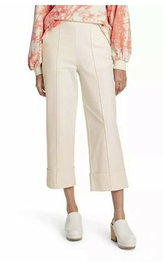 NWT Women's size 2 Rachel Comey high rise cuff straight leg cropped pants. Cream Pants, Size 12 Women, Linen Blend Pants, Wide Leg Cropped Pants, Leg Cuffs, Rachel Comey, Women's Wardrobe, Printed Pants, Pull On Pants