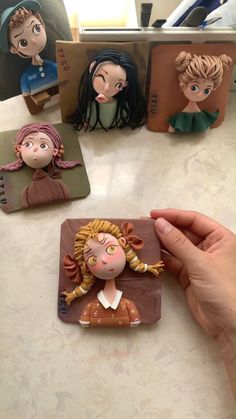 handmade coasters with cartoon characters on them