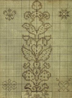 a cross stitch pattern with flowers on it