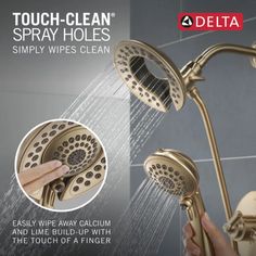 Showering and bathing will never be the same!Enjoy well-balanced water temperature with the convenient Delta T17435-CZ-I tub and shower faucet. This model is a complete package with a pressure-balance valve, a shower head, and a tub spout. It also comes in a champagne bronze finish, perfectly matching its classic design to complement any discount bathroom fixtures.The T17435-CZ-I has more than to offer from aesthetics. It provides a well-balanced amount of hot and cold water, regardless of water pressure fluctuations. You can also control the water volume using its valve. Besides the ideal water temperature, the showering experience it brings is luxurious. It's like two showers in one. You can enjoy an overhead shower with a collaboration of focused handheld showering. All that convenience Shower Together, Shower Fixtures, Tub Cleaner, Shower Units, Tub And Shower, Tub Spout, Delta Faucets, Tub Shower, Champagne Bronze