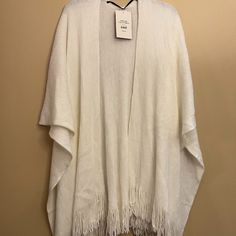 Faded Glory Ruana Wrap/Shaw With Fringes At The Hem Line, Off White, One Size Fit All All Reasonable Offers Accepted Mint Scarf, Ruana Wrap, Faded Glory, Grey Scarf, White Turquoise, Shrug Sweater, Off White Color, Long Scarf, Lauren Conrad